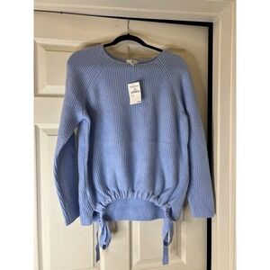 Lou & Grey Blue Ribbed Knit Sweater Drawstring Hem Long Sleeve Women's‎ Size S